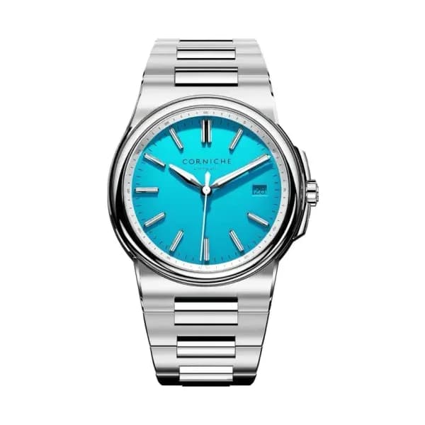 Corniche Montre la Grande Corniche Steel with Bleu Azur dial
