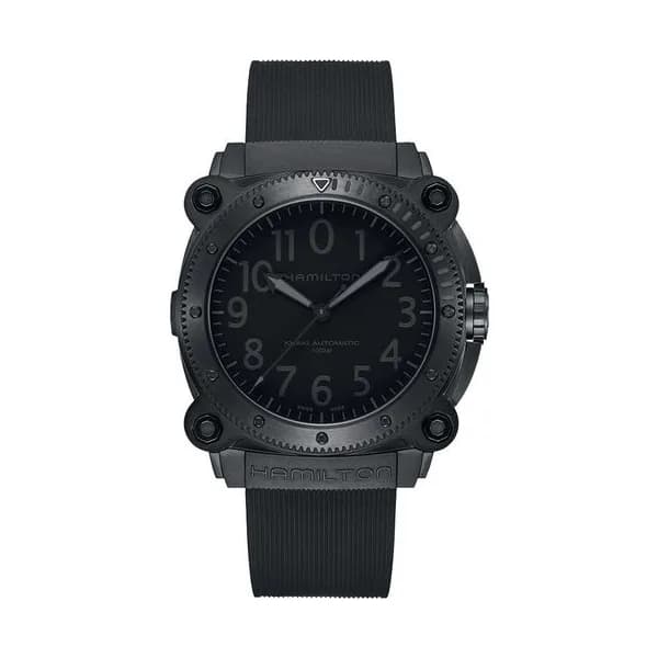 Hamilton Montre Hamilton Khaki Navy BeLOWZERO 1000m Automatique Cadran Noir Bracelet Caoutchouc 46 mm