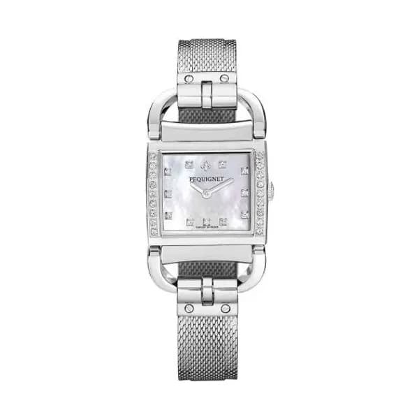 Pequignet E. Montre Pequignet Attellage Quartz - Cadran Nacre Blanc - Bracelet Argent - 5894509CD-A