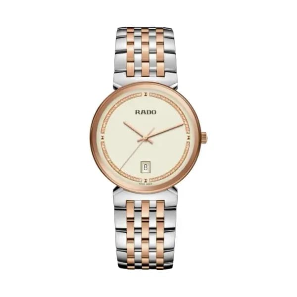 Rado Montre Rado Florence Quartz Cadran Beige Bracelet Acier et PVD 38.0 mm