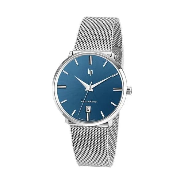 Lip Montre Lip Dauphine quartz cadran bleu bracelet maille milanaise 38 mm