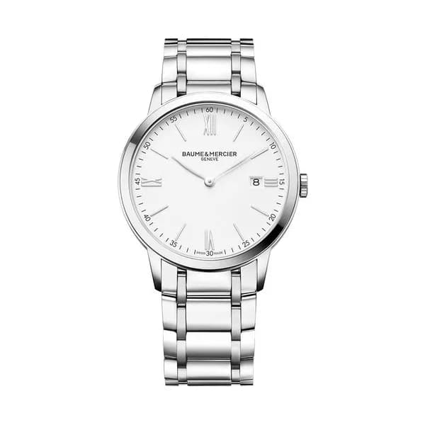 Baume & Mercier Montre Baume et Mercier Classima quartz cadran blanc bracelet acier 40 mm