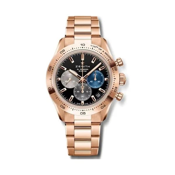 Zenith Montre Zenith Chronomaster Sport Or rose automatique cadran noir bracelet or 41 mm