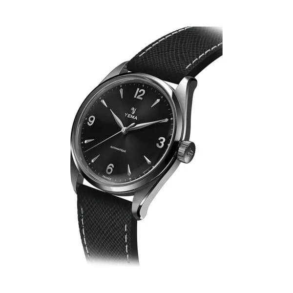 Yema Montre Yema Urban Classic automatique cadran noir bracelet cuir noir 37,5 mm