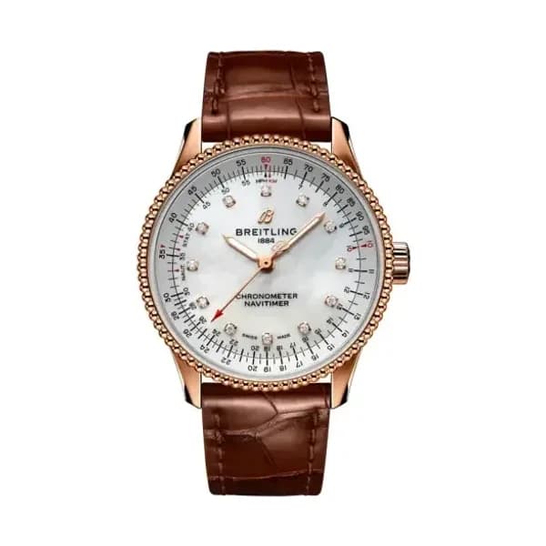 Breitling Montre Breitling Navitimer Automatic 35 Cadran Nacre Bracelet Cuir d’alligator