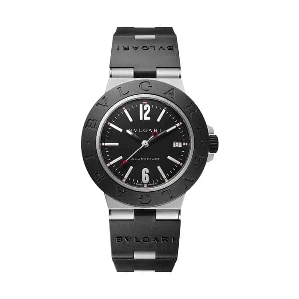 Bulgari Montre Bulgari Bvlgari Aluminium automatique cadran noir bracelet caoutchouc noir 40 mm