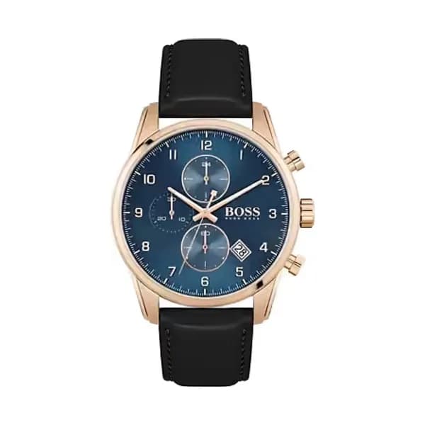 Hugo Boss Montre Homme BOSS BLACK en Cuir Véritable de Veau Noir Etanche