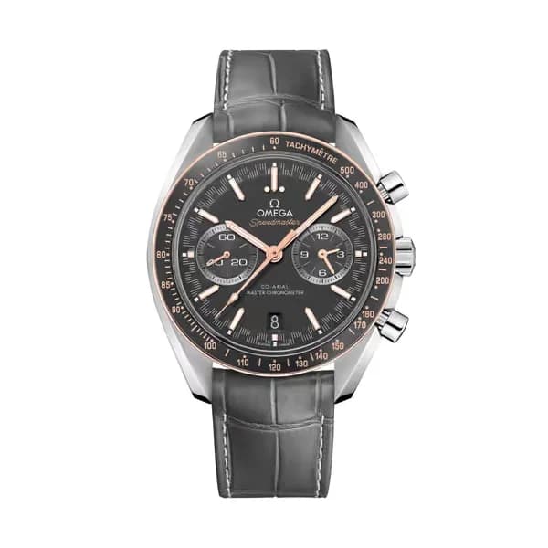 Omega Speedmaster 44,25 mm, Stahl mit Lederarmband
