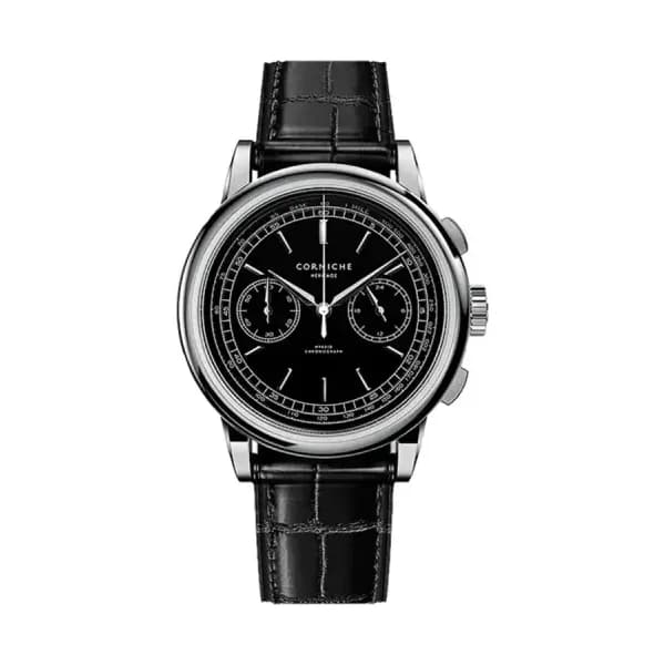 Corniche Montre Heritage Chronograph Steel with Black dial