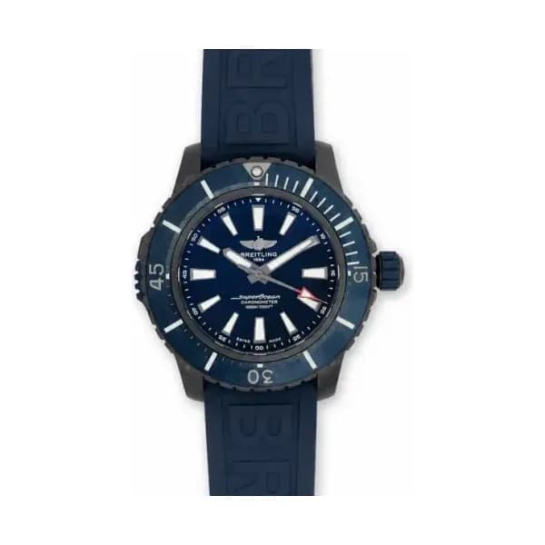 Daniel Gérard Montre Occasion Breitling Superocean Automatic 48 Cadran Bleu Bracelet Caoutchouc Bleu