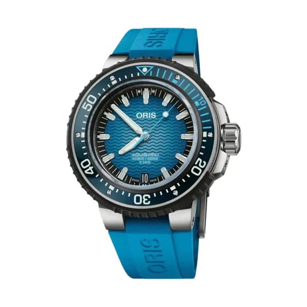 Oris Montre Oris Aquis Pro 4000M Titane automatique cadran bleu bracelet caoutchouc 49,5 mm