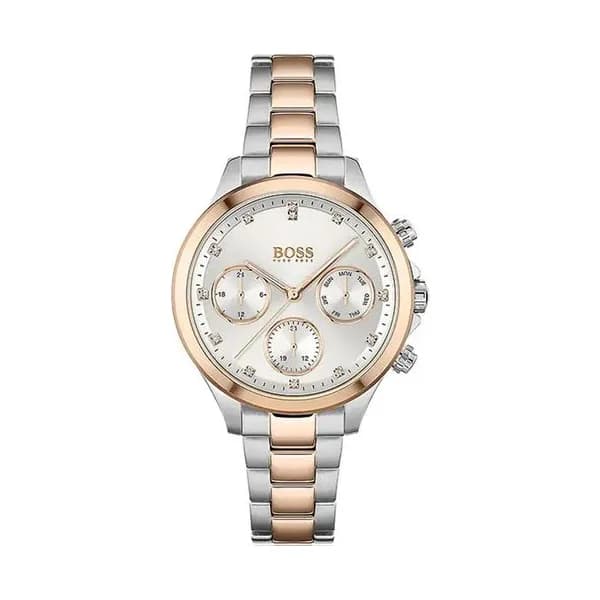 Hugo Boss Montre Boss Collection Hera en Acier Argenté et Doré Rose