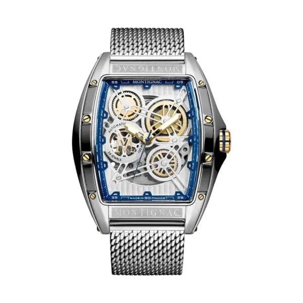 Montignac Montre automatique Homme Tonneau Argenté