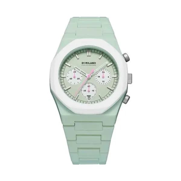 D1 Milano Montre D1 Milano Polychrono Green Blast Quartz - 40,5 mm- Cadran Vert pastel - PHBJ02