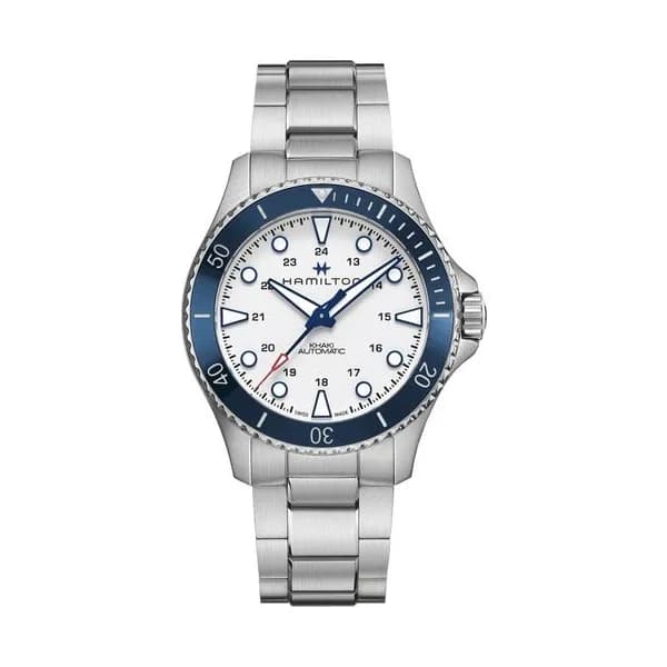 Hamilton Montre Hamilton Khaki Navy Scuba automatique cadran blanc bracelet acier 43 mm