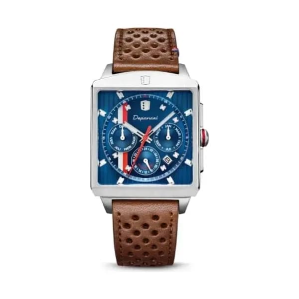 Depancel Montre Depancel Série-R01 Blue Calendrier Automatique Bracelet Racing Marron