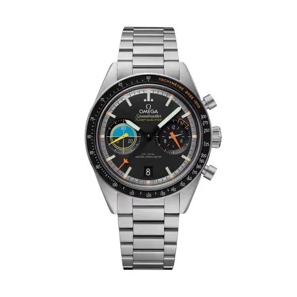 Omega Montre Omega Speedmaster Pilot "Flight Qualified" Master Chronometer automatique cadran noir bracelet acier 40,85 mm