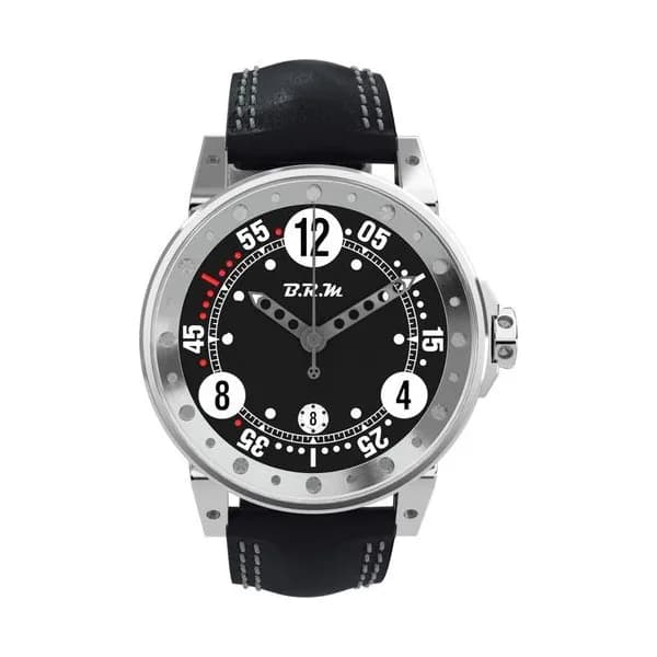 BRM Montre B.R.M V6-44 automatique inox cadran noir aiguilles grises bracelet cuir noir 44 mm