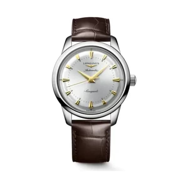 Longines Montre Longines Conquest heritage 40 mm Automatique Cadran Argenté Bracelet Cuir d'alligator
