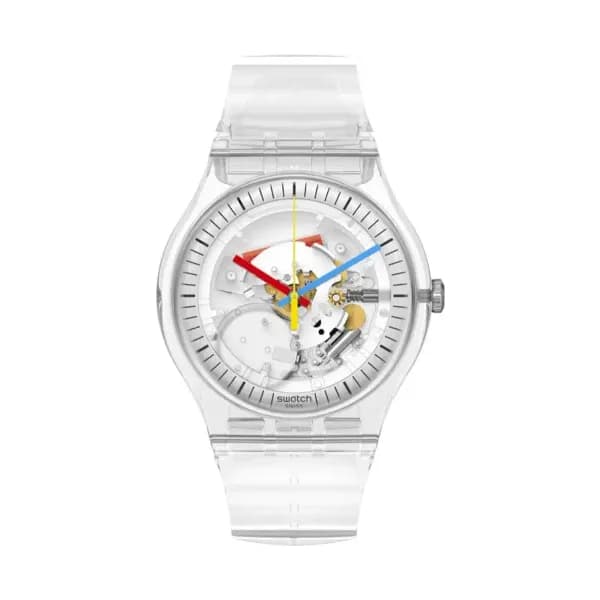 Swatch Montre Swatch Clearly New Gent en Plastique Transparent