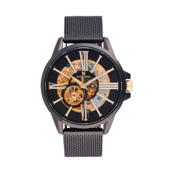Montignac Montre Automatique Montignac Collection Rond en Acier et PVD Noir