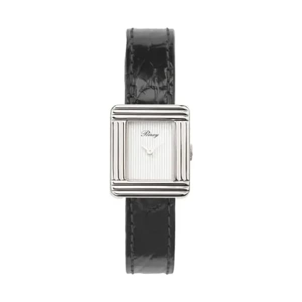 Poiray Montre Poiray Ma Première Mini Acier Cadran Ligné Bracelet Alligator Noir