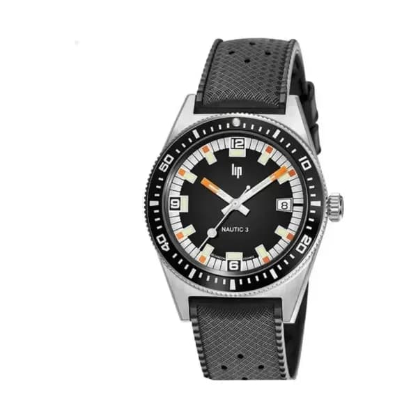 Lip Montre Lip Nautic 3 671850- Homme - cadran Noir- 39 mm - Acier inoxydable