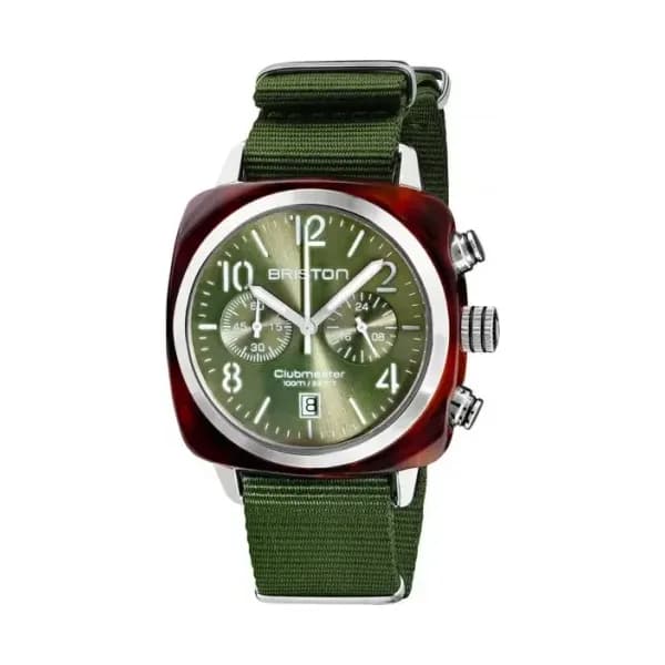 Briston Montre Briston Clubmaster Classic Acétate Bracelet Nato Vert Olive