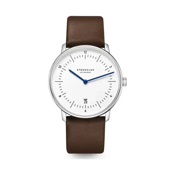 Sternglas Montre Naos White Silver Premium Dark Brown S01-NA44-PR04