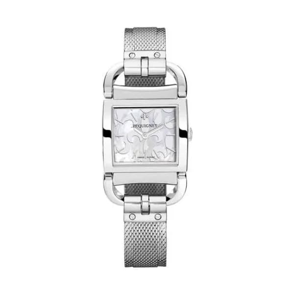 Pequignet E. Montre Pequignet Attellage Quartz - Cadran Nacre Blanc - Bracelet Argent - 5894503-A