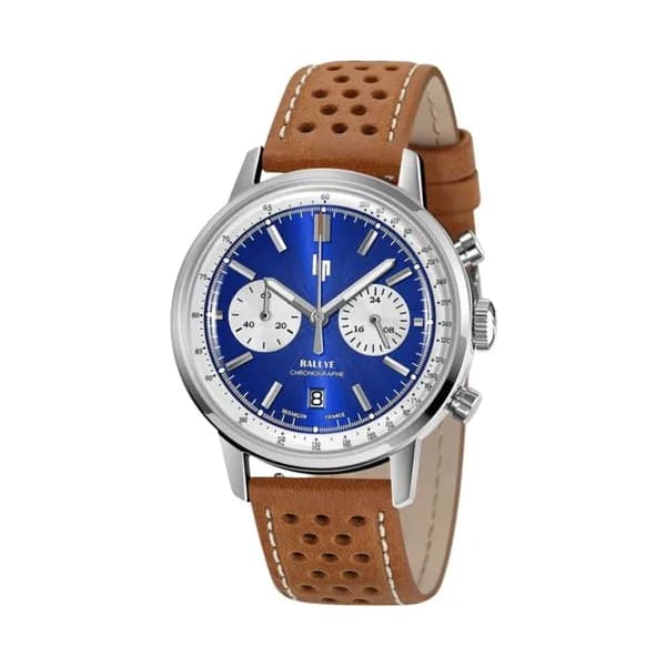 Lip Montre Lip Rallye Chrono méca-quartz cadran vert bracelet cuir marron 39 mm