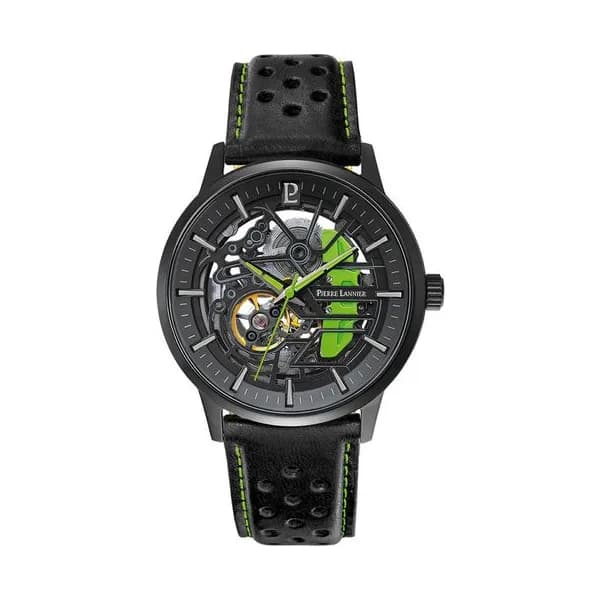 Pierre Lannier Montre Automatique Pierre Lannier Collection Paddock en Cuir Noir