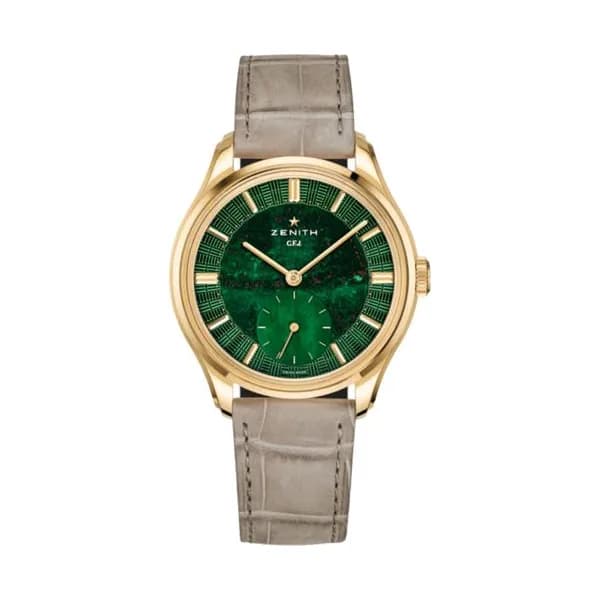 Zenith Montre Zenith G.F.J Calibre 135 or jaune cadran héliotrope bracelet cuir 39 mm