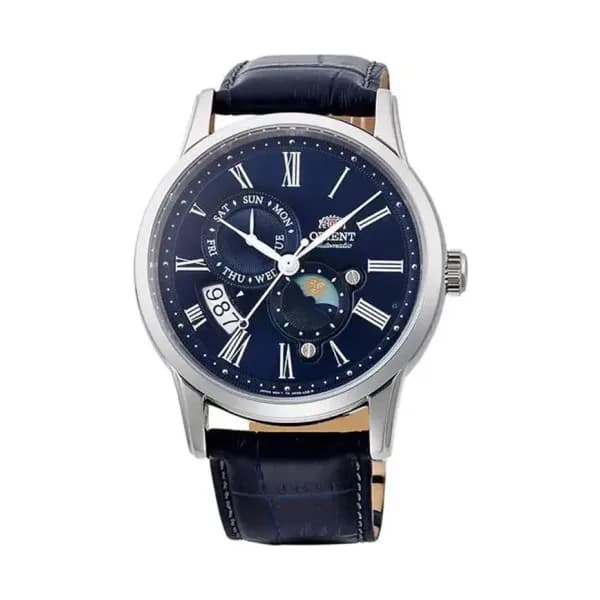 Orient Montre Automatique Orient Collection Sun &amp; Moon en Cuir Bleu