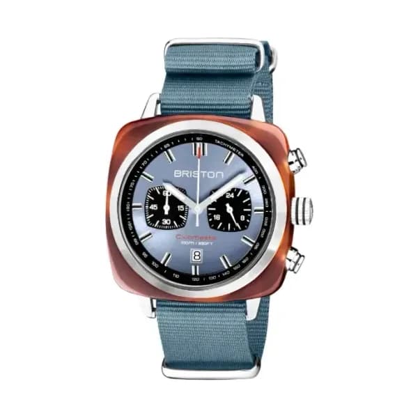Briston Montre Briston Clubmaster Classic Acétate Bracelet Nato Bleu Glacier 40 mm