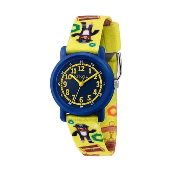 Kikou Montre Enfant KIKOU CARTOON en Tissu Jaune