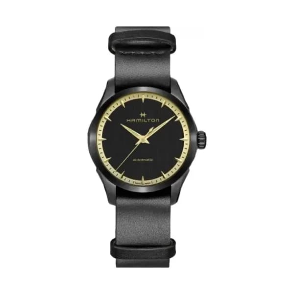 Hamilton Montre Hamilton Jazzmaster Automatique 36mm Cadran Noir Bracelet Cuir Noir