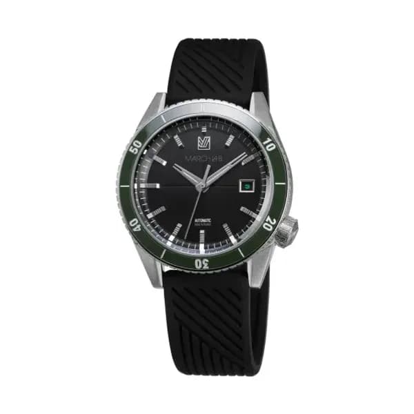March LA.B Montre MARCH LA.B Bonzer Automatique Mars Cadran Noir Bracelet Caoutchouc 41MM