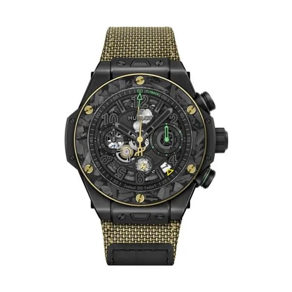 Hublot Montre Hublot Big Bang Reloaded Usain Bolt Ceramic Carbon automatique cadran squelette bracelet caoutchouc 44 mm