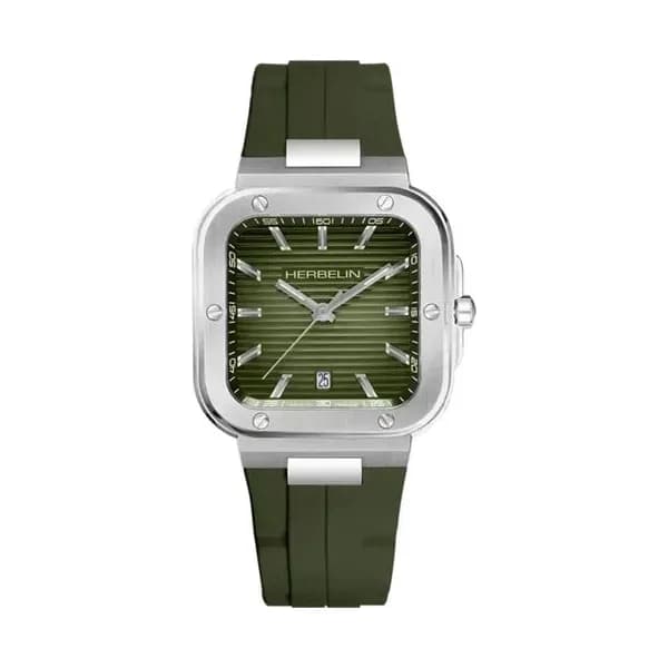 Michel Herbelin Montre Herbelin Collection Cap Camarat Square en Caoutchouc Kaki