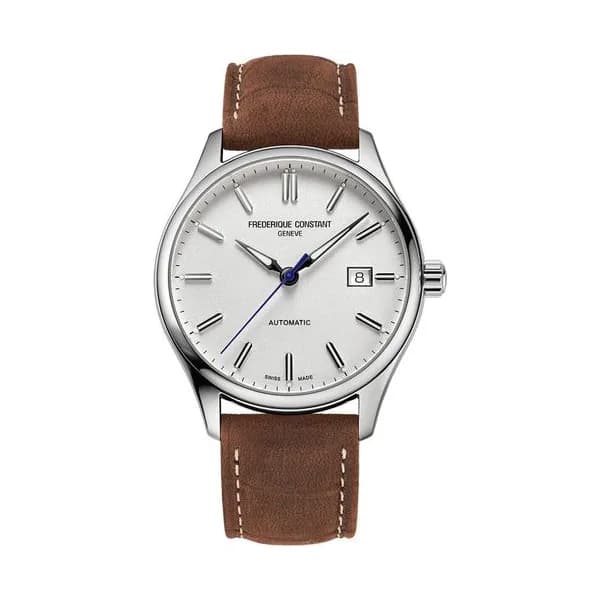 Frédérique Constant Montre Frédérique Constant Classics Index Automatic cadran argent bracelet cuir brun 40 mm