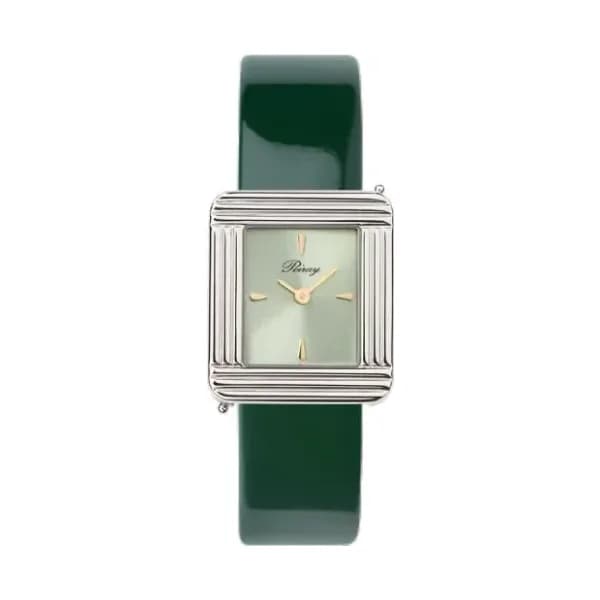 Poiray Montre Poiray Ma Première Acier Cadran Vert Bracelet Veau Vernis Vert