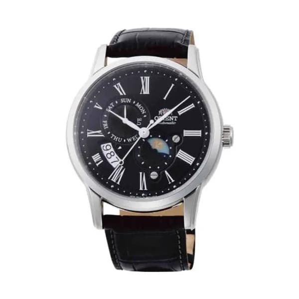 Orient Montre Orient Classic Sun & Moon Automatique Cadran Noir Bracelet Cuir - RA-AK0010B