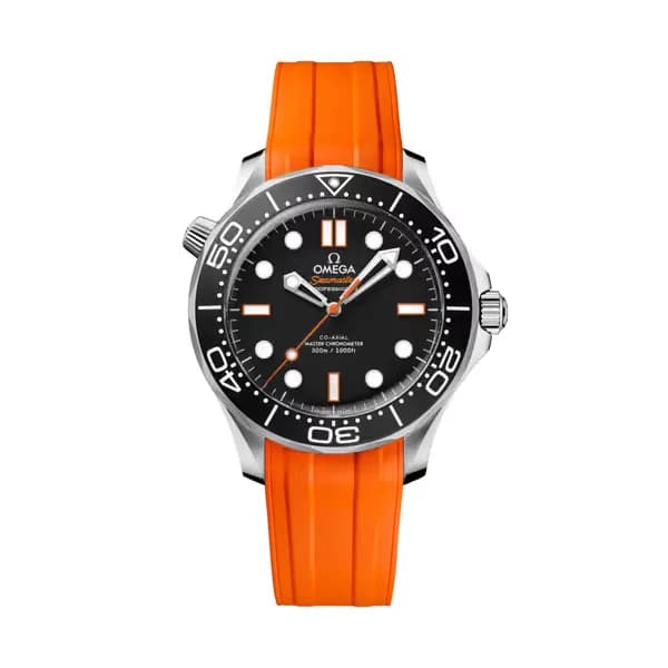 Omega Montre Omega Seamaster Diver 300m Co-Axial Master Chronometer cadran noir "Orange" bracelet caoutchouc 42 mm