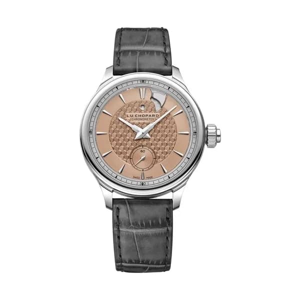 Chopard Montre Chopard L.U.C Strike One Titanium automatique cadran or rose bracelet cuir 40 mm