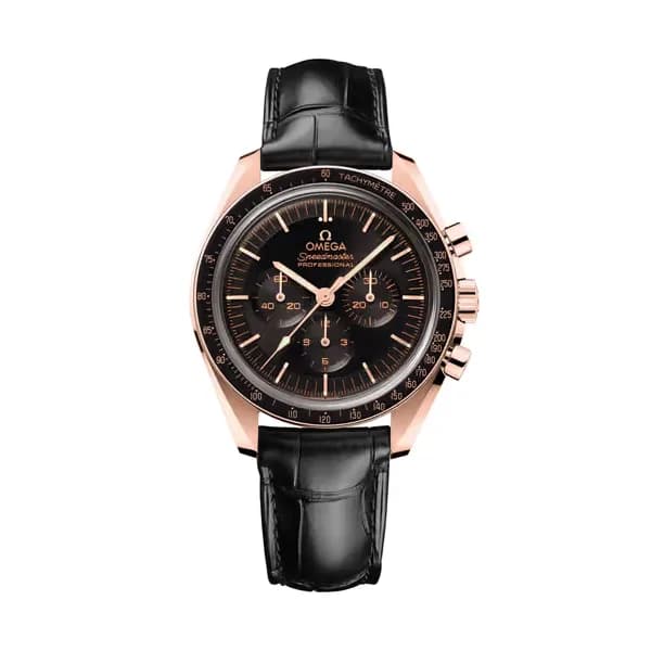 Omega Speedmaster 42 mm, or Sedna™ sur bracelet en cuir