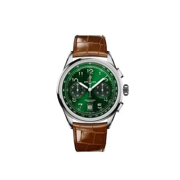 Breitling Montre Breitling Premier B01 Chronographe 42 Cadran Vert Bracelet Cuir