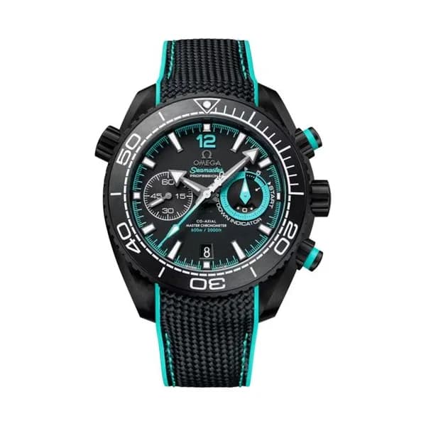Omega Montre Omega Seamaster Planet Ocean 600m Chronographe Édition ETNZ Deep Black cadran noir bracelet caoutchouc 45,5 mm