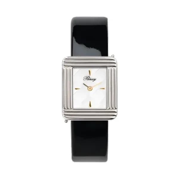 Poiray Montre Poiray Ma Première Cadran Blanc Texturé Bracelet Veau Vernis Noir