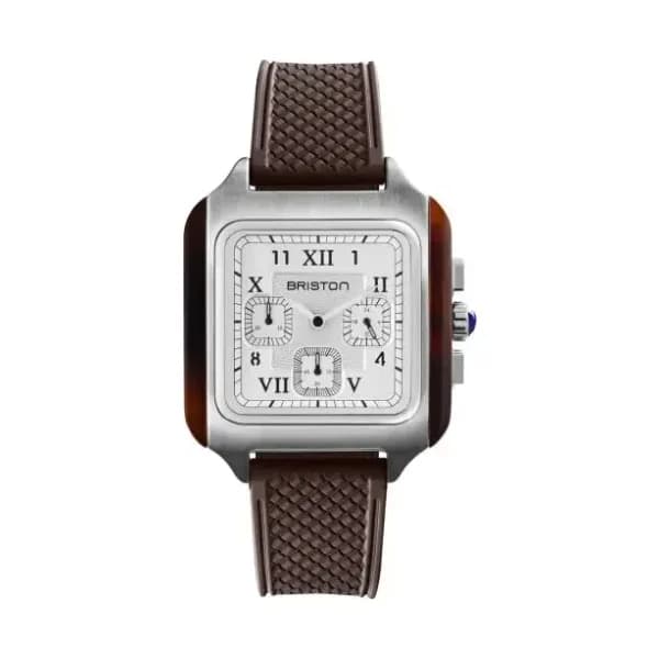 Briston Montre BRISTON Streamliner Kennedy Chrono Blanc Bracelet Caoutchouc